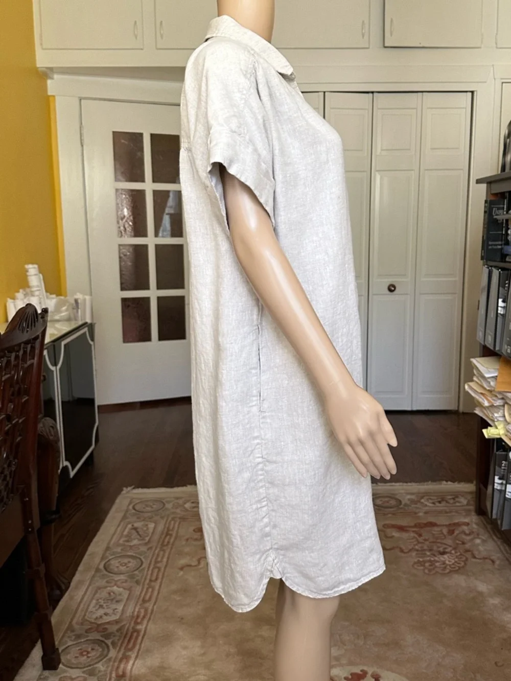 J Crew Baird McNutt Irish linen short sleeve shirtdress flax color size S